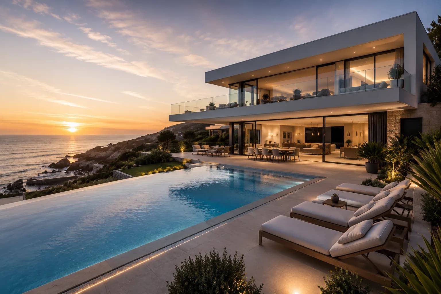 Moradia T4 Contemporânea com Piscina Infinita e Vista Mar no Guincho